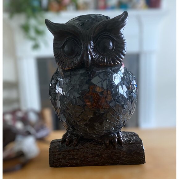 Mosaic Stained Glass Owl Table Night Light Amber Light 6.5” Tall 5’Cord - Picture 1 of 7